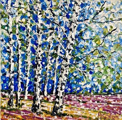 Birch on Blue
