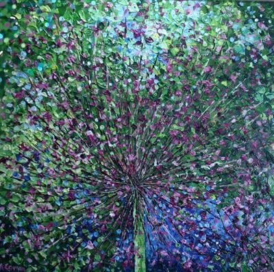 Allium Burst by Alison Cowan, Painting, Acrylic on canvas