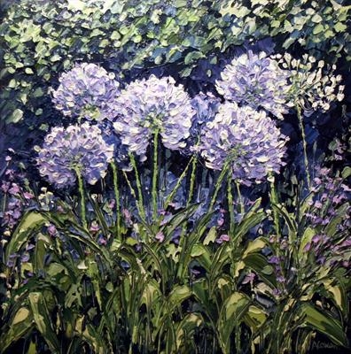 Allium Huddle by Alison Cowan, Painting, Acrylic on canvas