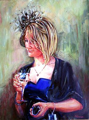 Angie - A Day at the Races by Alison Cowan, Painting, Acrylic on canvas