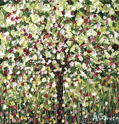 Apple Blossom Tree by Alison Cowan, Painting, Acrylic on canvas