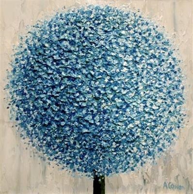 Aqua Pom Pom by Alison Cowan, Painting, Acrylic on canvas