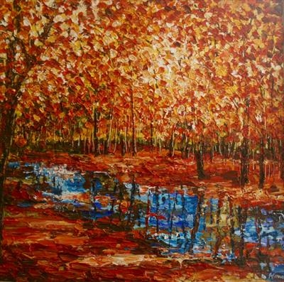 Autumn  Reflections by Alison Cowan, Painting, Acrylic on canvas
