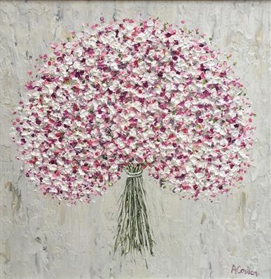 Baby's Breath with Pink by Alison Cowan, Painting, Acrylic on canvas