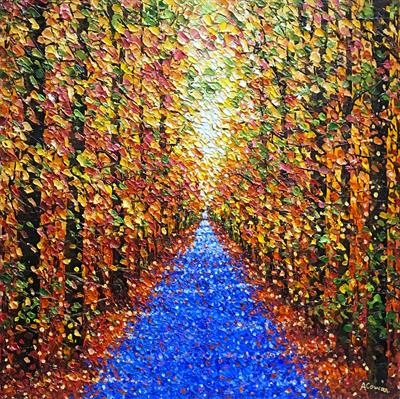 Bijou with Blue Path by Alison Cowan, Painting, Acrylic on canvas