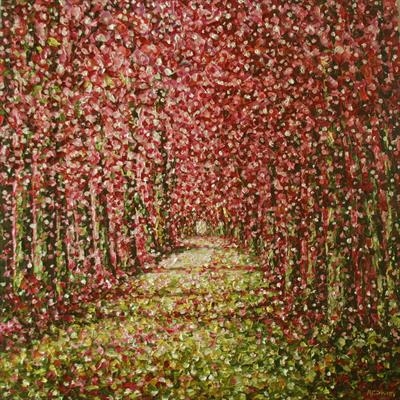 Blossom Avenue/Shimmer in Pink by Alison Cowan, Painting, Acrylic on canvas