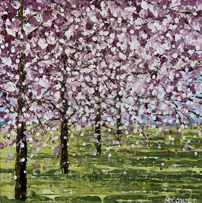 Blossom Row by Alison Cowan, Painting, Acrylic on canvas