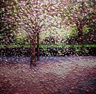 Blossom Shower by Alison Cowan, Painting, Acrylic on canvas