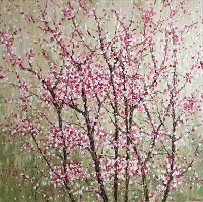 Blossom on Green by Alison Cowan, Painting, Acrylic on canvas