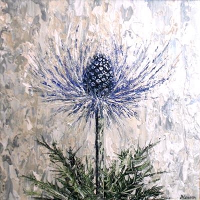 Blue Haze Sea Holly by Alison Cowan, Painting, Acrylic on canvas