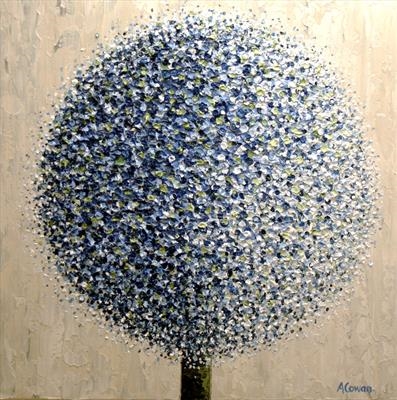 Blue Pom Pom by Alison Cowan, Painting, Acrylic on canvas