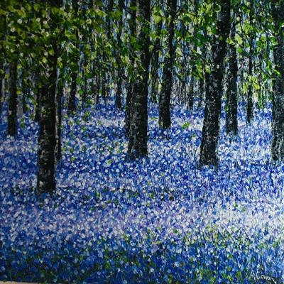 Bluebell Carpet 2. by Alison Cowan, Painting, Acrylic on canvas