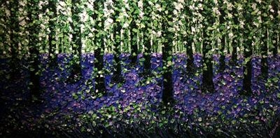 Bluebell Landscape by Alison Cowan, Painting, Acrylic on canvas