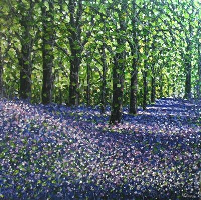Bluebell Shimmer by Alison Cowan, Painting, Acrylic on canvas