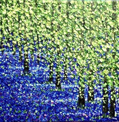 Bluebell Shimmer by Alison Cowan, Painting, Acrylic on canvas