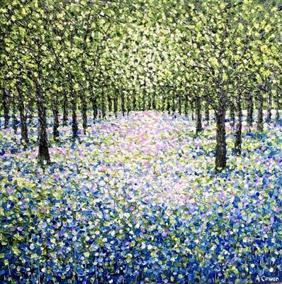 Bluebell Sparkle by Alison Cowan, Painting, Acrylic on canvas