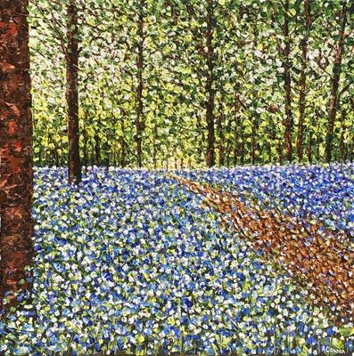 Bluebell Walk by Alison Cowan, Painting, Acrylic on canvas