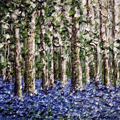 Bluebell Wood by Alison Cowan, Painting, Acrylic on canvas