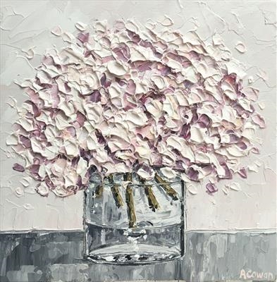 Blush Hydrangeas by Alison Cowan, Painting, Acrylic on canvas