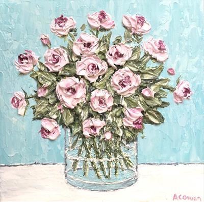 Blush Pink Blooms by Alison Cowan, Painting, Acrylic on canvas