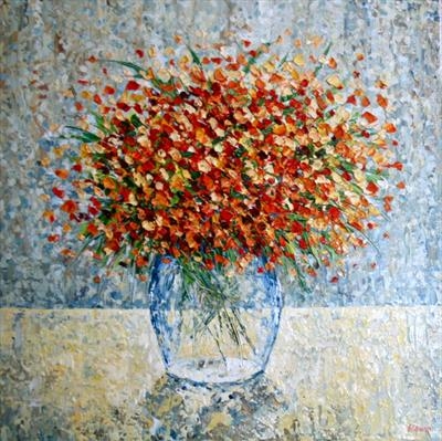 Bouquet Burst by Alison Cowan, Painting, Acrylic on canvas