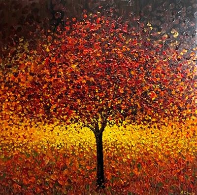 Burnished Tree by Alison Cowan, Painting, Acrylic on canvas