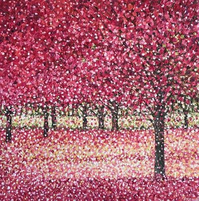 Cranberry with Lime Shimmer by Alison Cowan, Painting, Acrylic on canvas