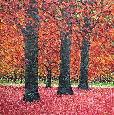 Crimson Flurry by Alison Cowan, Painting, Acrylic on canvas