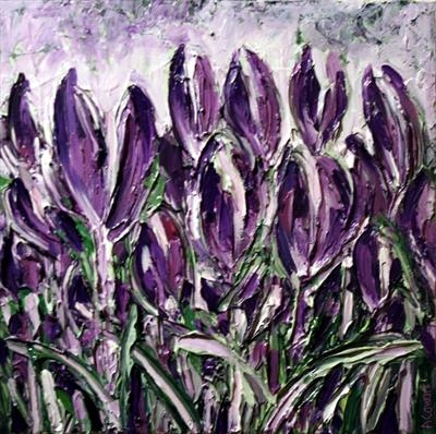 Crocus patch by Alison Cowan, Painting, Acrylic on canvas
