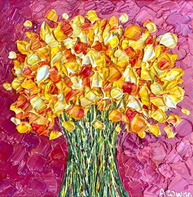 Daffs by Alison Cowan, Painting, Acrylic on canvas