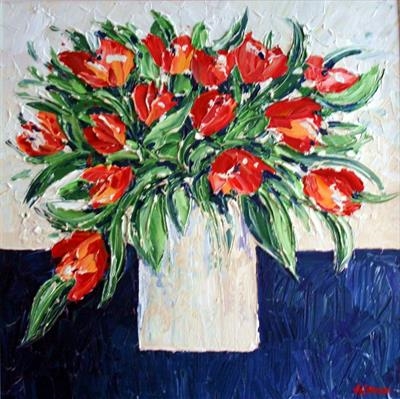 Fanfare of Tulips by Alison Cowan, Painting, Acrylic on canvas