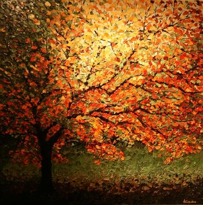 Fiery Tree by Alison Cowan, Painting, Acrylic on canvas