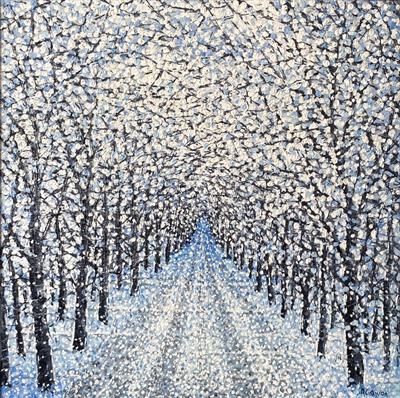 Frosty Tracks in the Snow by Alison Cowan, Painting, Acrylic on canvas