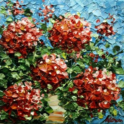 Geraniums by Alison Cowan, Painting, Acrylic on canvas