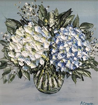 Hydrangea Duo by Alison Cowan, Painting, Acrylic on canvas