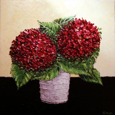 Hydrangea Pom Poms by Alison Cowan, Painting, Acrylic on canvas