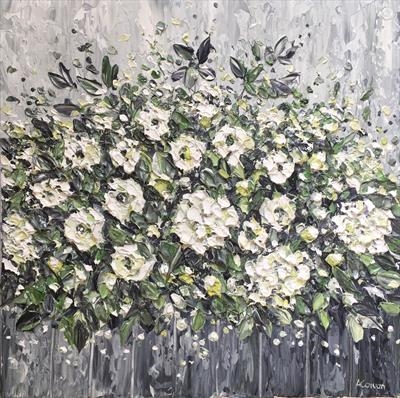 Hydrangeas and Roses by Alison Cowan, Painting, Acrylic on canvas