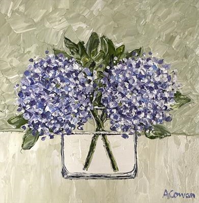 Lavender Hydrangeas by Alison Cowan, Painting, Acrylic on canvas