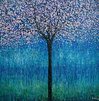 Lilac Blossom Tree by Alison Cowan, Painting, Acrylic on canvas