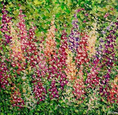 Loopy Lupins by Alison Cowan, Painting, Acrylic on canvas