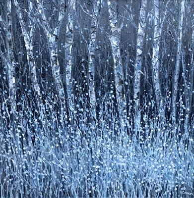 Luminous Birch Trees by Alison Cowan, Painting, Acrylic on canvas