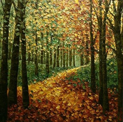 Mellow Yellow Path by Alison Cowan, Painting, Acrylic on canvas
