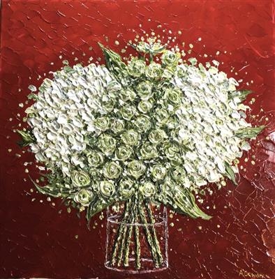 Mop Heads on Red by Alison Cowan, Painting, Acrylic on canvas