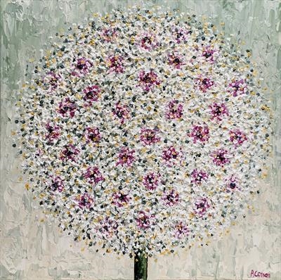 Pink Eye Allium by Alison Cowan, Painting, Acrylic on canvas