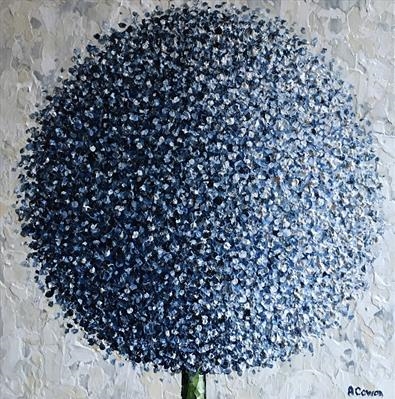 Pom Pom in Blue by Alison Cowan, Painting, Acrylic on canvas