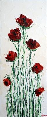 Poppy Pyramid by Alison Cowan, Painting, Acrylic on canvas