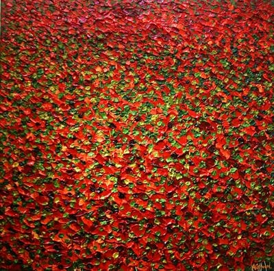 Poppy Shimmer by Alison Cowan, Painting, Acrylic on canvas