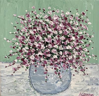 Pretty Pink Posy by Alison Cowan, Painting, Acrylic on canvas