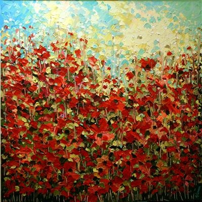 Profusion of Poppies by Alison Cowan, Painting, Acrylic on canvas