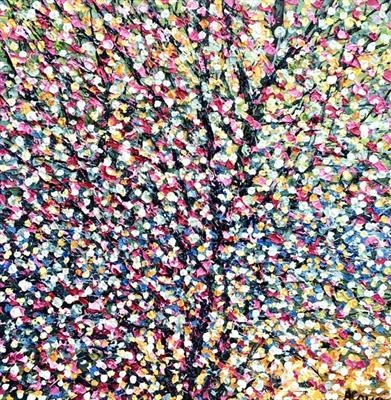 Rainbow Blossom by Alison Cowan, Painting, Acrylic on canvas
